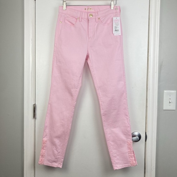 Lilly Pulitzer NWT  29" South Ocean High Rise Skinny Jean Pink Muse Pastel sz 6 - Picture 2 of 11